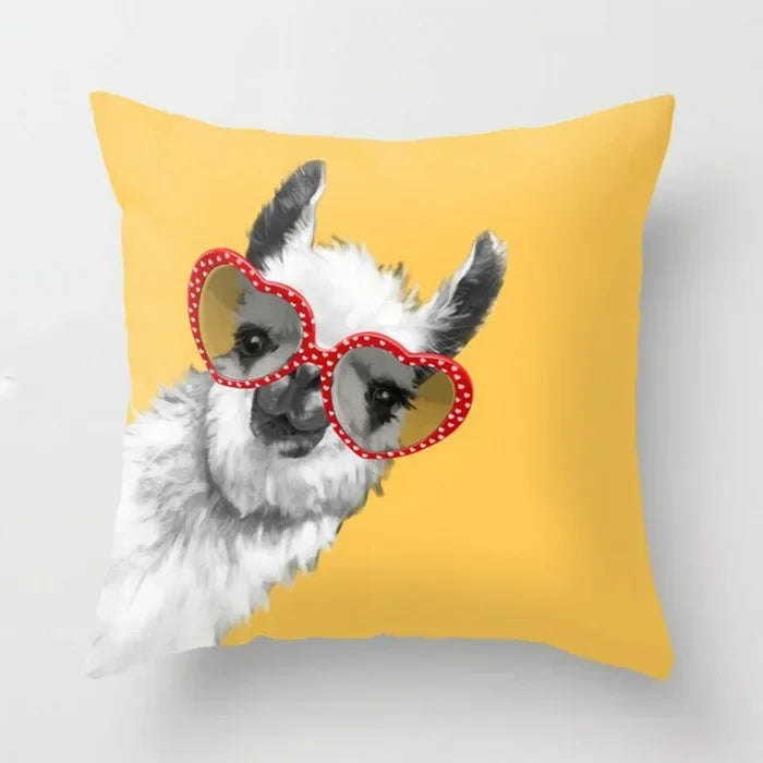 Yellow Giraffe Design Throw Pillow Cover for Home Decor by Axyaa