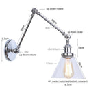 Axyaa Retro Loft Pull Chain Wall Light Chrome Glass Fixture