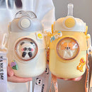 Axyaa Kids Stainless Steel Cartoon Thermos with Straw Bottle