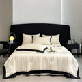 Axyaa Silk Summer Quilt Embroidered Bedspread Blanket Luxe Comforter for Bed