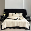 Axyaa Silk Summer Quilt Embroidered Bedspread Blanket Luxe Comforter for Bed
