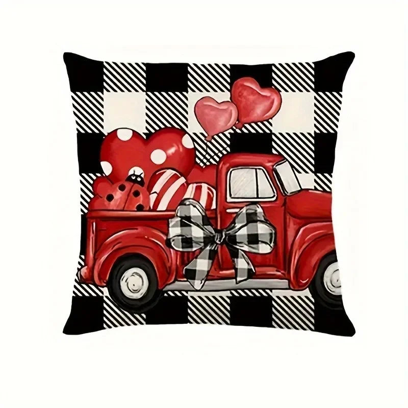 Axyaa Love Bow Buffalo Plaid Pillowcase - Home Sofa Cushion Cover & Gift