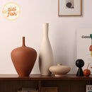 Brushed Ceramic Vase Set by Axyaa - Minimalist Table Decor & Room Aesthetics