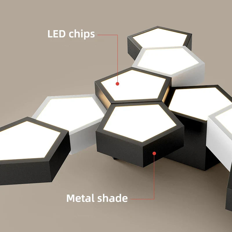 Axyaa Modern Geometric Ceiling Lights for Living Room - Creative Designer Bedroom Lighting Fixtures