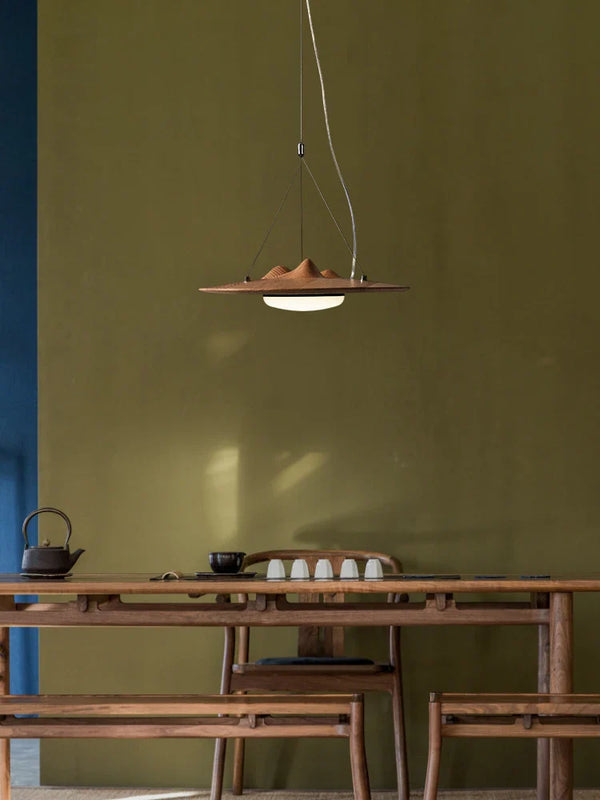 Axyaa Vintage Ash Wood Pendant Light - LED Indoor Lighting for Dining and Bedroom