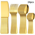 Axyaa Gold Stainless Steel Tableware Set - Knife, Fork, Spoon - 4/6/16/24pcs