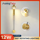 Axyaa LED Wall Lamps: Modern Rotating Dimmer Reading Lights for Bedroom or Living Room