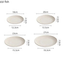Axyaa Beige Striped Ceramic Plate Set for Molecular Cuisine and Dining