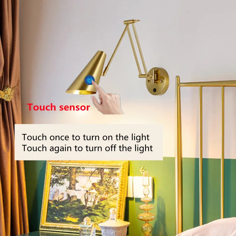 Axya Swing Arm LED Wall Sconce Lights with Touch Sensor Switch