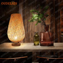 Axyaa Bamboo Handicraft Table Lamp - Vintage Handmade Wooden Light