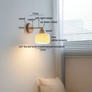 Axyaa Nordic LED Wall Light Copper Arm White Glass Bedside Lamp Balcony Living Room
