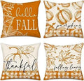 Axyaa Buffalo Check Print Linen Pillow Cover 45x45 for Fall Thanksgiving Decor