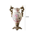 Axyaa Farmhouse Ceramic Vase Double Handles Distressed Finish Home Decor Trophy Cup Shape