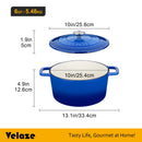 Axyaa 5L Cast Iron Dutch Oven with Enamelled Casserole, 23cm - 3 Color Options
