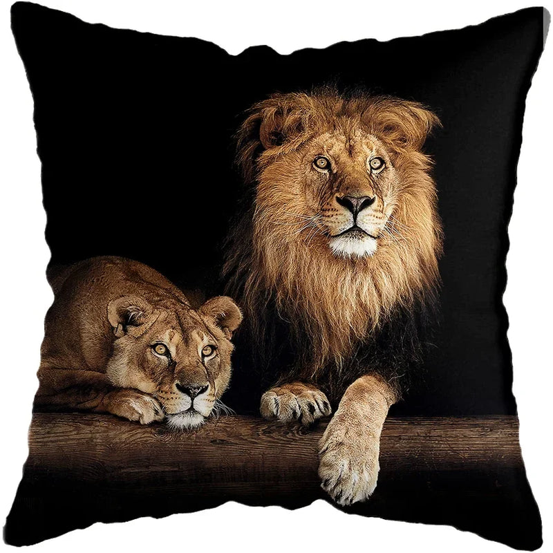 Wild Animals Lions Tigers Cushion Cover - Axyaa Luxury Home Decor