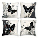Axyaa Boho Butterfly Floral Pillow Covers | 18x18 Inch Black & White Design