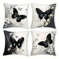 Axyaa Bohemian Butterfly Floral Throw Pillow Covers, 18x18 Inch Black & White