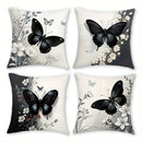 Axyaa Bohemian Butterfly Floral Throw Pillow Covers, 18x18 Inch Black & White