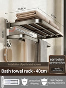 Axyaa Space Aluminum Towel Rack | Wall Mount Bathroom Storage Shelf