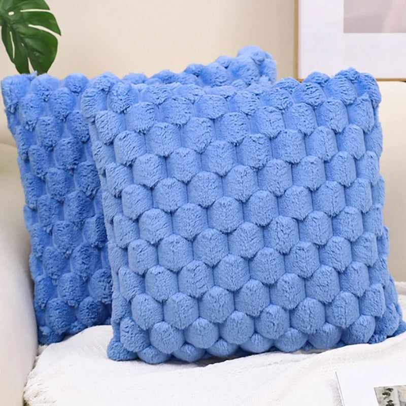 Geometric Gray Plush Pillow Covers for Couch Bed Sofa by Axyaa