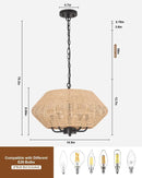 Axyaa 5-Light Rattan Chandelier for Kitchen Bedroom Living Room.