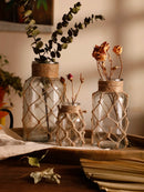 Rustic Glass Vase with Hemp Rope - Axyaa Boho Home Decor Bottle