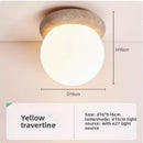 Axyaa Yellow Travertine LED Ceiling Lamp for Elegant Indoor Spaces
