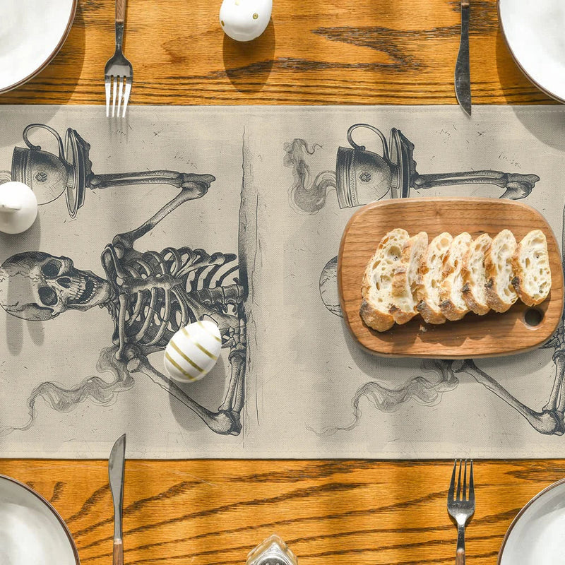 Axyaa Halloween Skull Table Runner for Kitchen Dining Decor