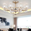 Axyaa Crystal Large Fan Chandelier for Living Dining Bedroom - Modern Luxury Ceiling Lamps