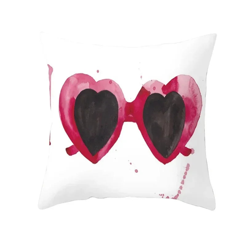 Axyaa Simple Love Print Couple Pillowcase for Sofa and Office Décor