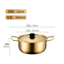 Axyaa Stainless Steel Ramen Pot with Golden Cover - Double Ears Cookware