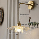 Axyaa Nordic LED Wall Lights Adjustable Stair Fixtures Copper Pull Chain Clear Flower Acrylic Wall Lamp