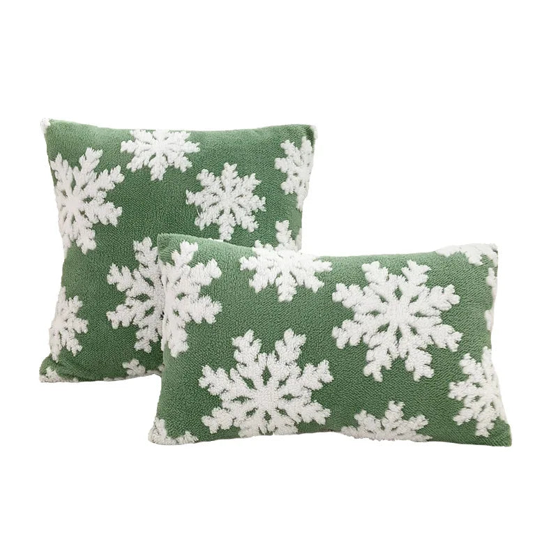 Axyaa Soft Snowflakes Cushion Cover Christmas Decoration Red Green 45x45cm 30x50cm