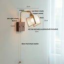 Axyaa Walnut LED Wall Lights Pull Chain Switch Sconce Cube Glass Rotatable Stair Lamp