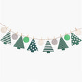 Axyaa Forest Garland Birthday Banner: White & Green Party Decor with Christmas Trees
