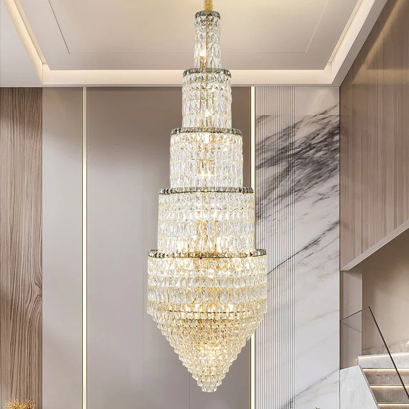 Axyaa Crystal Hollow Chandelier: Elegant Fashion Lighting for Duplex Villa Hall