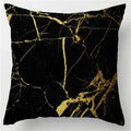 Axyaa Black Golden Marble Luxury Square Throw Pillow Cover
