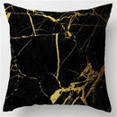Axyaa Black Golden Marble Luxury Square Throw Pillow Cover