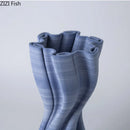 Axyaa Blue Stripes Ceramic Vase: Creative Floral Arrangement Table Decor