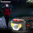 Axya Rechargeable LED Headlamp with Motion Sensor - Waterproof Camping Light