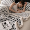 Axyaa Cozy Striped Flannel Throw Blanket - Ultra Soft Milk Velvet Plush Bedspread