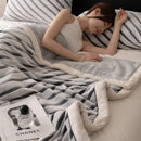 Axyaa Cozy Striped Flannel Throw Blanket - Ultra Soft Milk Velvet Plush Bedspread