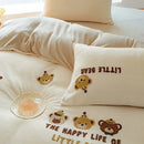 Axyaa Embroidered Fleece Winter Bedding Set for Cozy Warmth