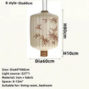 Axyaa Hand-painted Bamboo Leaf Lantern Pendent Lamp for Hotel Restaurant Decor