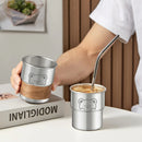 Axyaa Little Bear Stainless Steel Coffee Cup with Wooden Pad