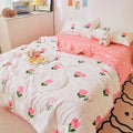 Axyaa Summer Quilts: Princess Style Floral Cartoon Bedspread, Washable Single Queen Comforter