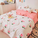 Axyaa Summer Quilts: Princess Style Floral Cartoon Bedspread, Washable Single Queen Comforter