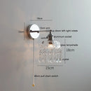 Axyaa Crystal LED Wall Sconce: Modern Silver Iron Metal Bedroom Stair Lamp