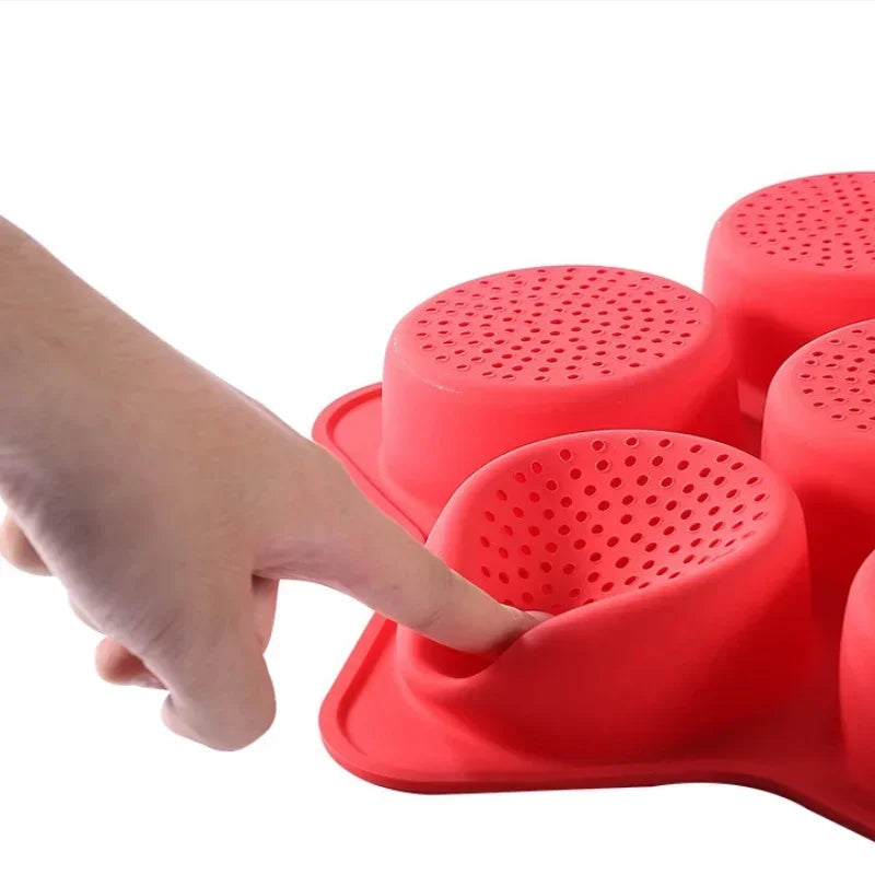 Axyaa 6-Hole Silicone Hamburger Mold for Oven Baking and Bread Making