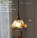 Axyaa Amber Glass Pendant Light Brass Vintage Adjustable Hanging Lamp